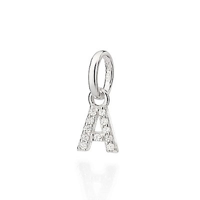 PINGENTE PRATA 925 LETRA COM ZIRCÔNIAS. MED 1,3CM ROMMANEL 840109