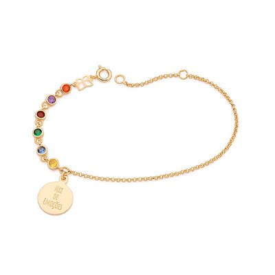 PULSEIRA MIX DE EMOÇÕES FOLHEADO A OURO COM ZIRCÔNIA COLORIDA. MED 20CM ROMMANEL 552160