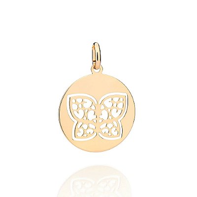 PINGENTE BORBOLETA VAZADA FOLHEADO A OURO. MED 3CM ROMMANEL 542855