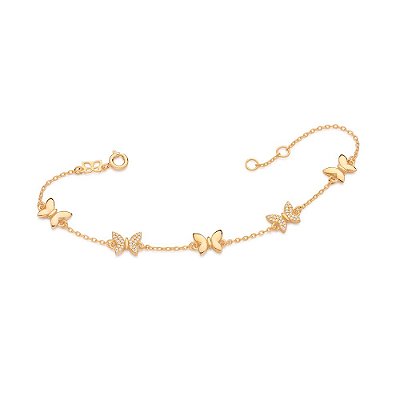 PULSEIRA BORBOLETAS FOLHEADO A OURO. MED 19CM ROMMANEL 552159
