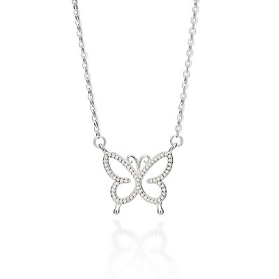GARGANTILHA BORBOLETA PRATA 925 COM ZIRCÔNIAS. MED 50CM ROMMANEL 830106