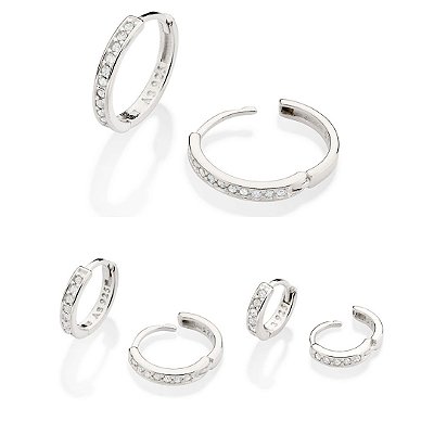 TRIO DE ARGOLAS PRATA 925 COM ZIRCÔNIAS ROMMANEL