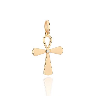 PINGENTE CRUZ FOLHEADO A OURO. MED 3,5CM ROMMANEL 542872