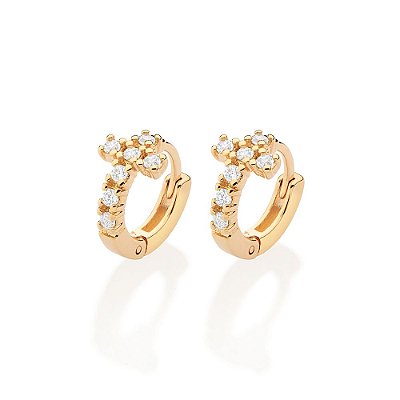 ARGOLA FOLHEADO A OURO CRUZ COM ZIRCÔNIAS MED 1,3CM ROMMANEL 527381