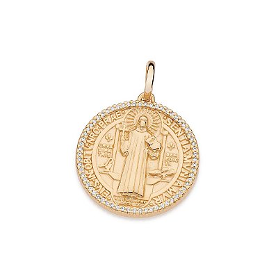 PINGENTE MEDALHA DE SÃO BENTO FOLHEADO A OURO. MED 3,5CM ROMMANEL 542873