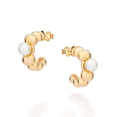 ARGOLA FOLHEADO A OURO ESFERAS COM PÉROLAS. MED 2,2CM ROMMANEL 527365