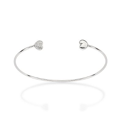 BRACELETE PRATA 925 CORAÇÃO COM ZIRCÔNIAS. MED 7CM ROMMANEL 850072