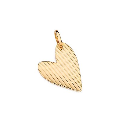 PINGENTE  FOLHEADO A OURO CORAÇÃO COM FRISOS EM ALTO RELEVO. MED 2,3CM ROMMANEL 542865