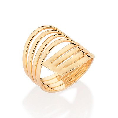 MAXI ANEL FOLHEADO A OURO 4 FIOS ROMMANEL 513498