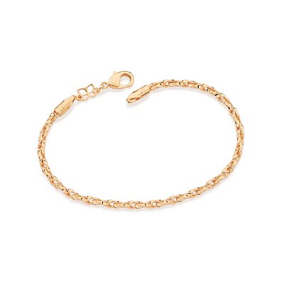 PULSEIRA FOLHEADO A OURO ELOS OVAIS. MED 19CM ROMMANEL 552166