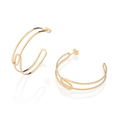 ARGOLA FOLHEADO A OURO ARO VAZADO E ENTRELAÇADO. MED 4,4CM ROMMANEL 527362