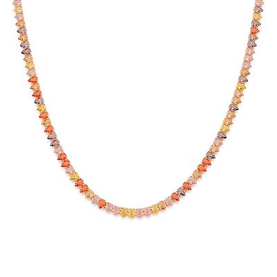 GARGANTILHA RIVIERA FOLHEADO A OURO COM ZIRCÔNIAS COLORIDAS. MED 45CM ROMMANEL 532554