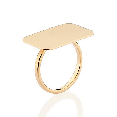ANEL SKINNY RETANGULAR FOLHEADO A OURO ROMMANEL 513503