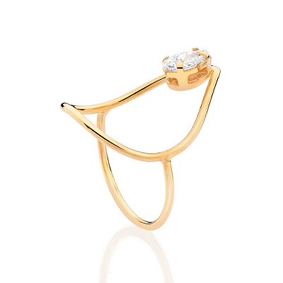 ANEL SKINNY GOTA FOLHEADO A OURO COM ZIRCÔNIA ROMMANEL 513508