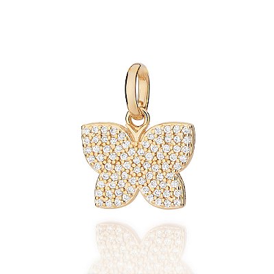 PINGENTE FOLHEADO A OURO BORBOLETA COM ZIRCÔNIAS. MED 1,8CM ROMMANEL 542874