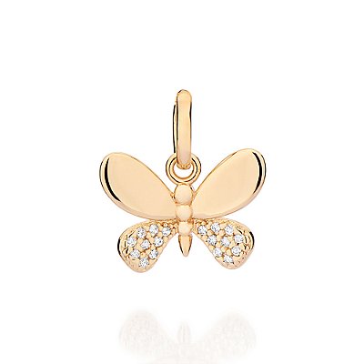 PINGENTE FOLHEADO A OURO BORBOLETA COM ZIRCÔNIAS. MED 1,6CM ROMMANEL 542853