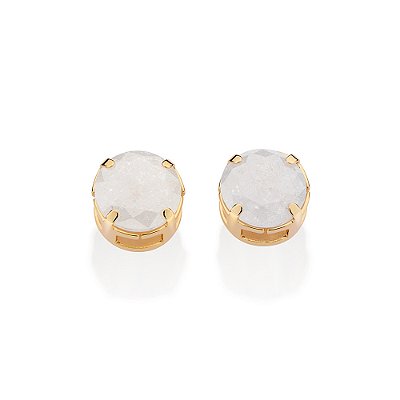 BRINCO SOLITÁRIO FOLHEADO A OURO COM ZIRCÔNIAS. MED 0,8CM ROMMANEL 527385