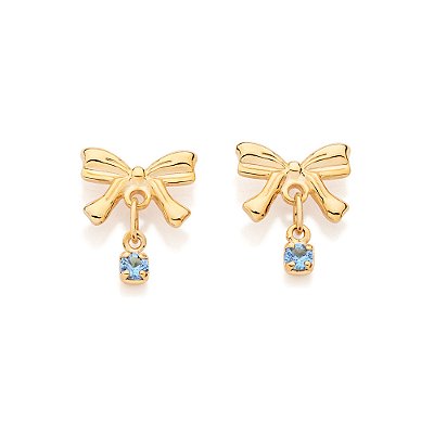 BRINCO LAÇO FOLHEADO A OURO COM ZIRCÔNIA. MED 1,1CM ROMMANEL 527401