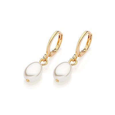 ARGOLA FOLHEADO A OURO COM PÉROLAS BARROCAS. MED 2,6CM ROMMANEL 527384