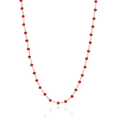 GARGANTILHA FOLHEADO A OURO COM CRISTAIS VERMELHO. MED 50CM ROMMANEL 532566