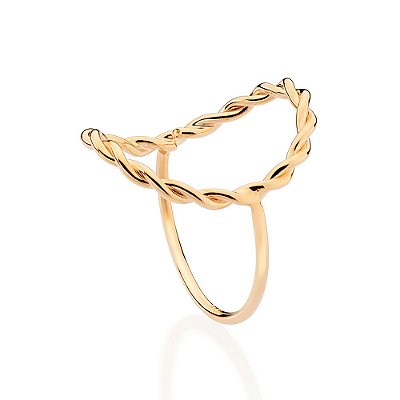 ANEL SKINNY FOLHEADO A OURO ARO TORCIDO ROMMANEL 513526
