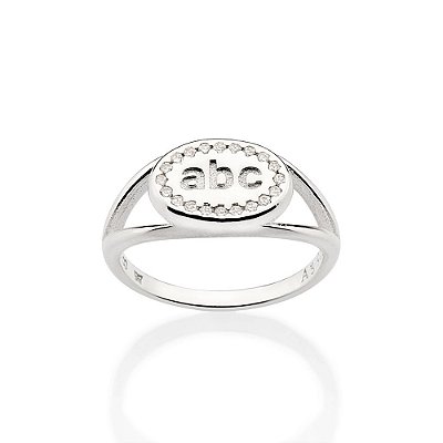 ANEL INFANTIL ABC PRATA 925 COM ZIRCÔNIAS ROMMANEL 810288