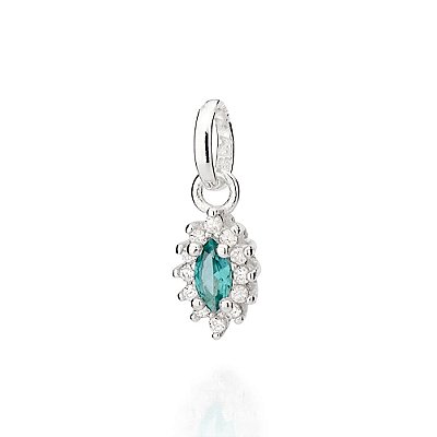 PINGENTE NAVETE PRATA 925 COM ZIRCÔNIAS BRANCO COM VERDE. MED 1,5CM ROMMANEL 840107