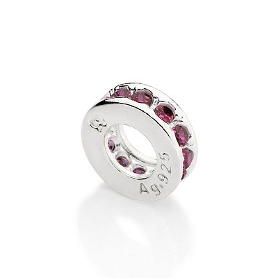 BERLOQUE STOPPER SEPARADOR PRATA 925 COM ZIRCÔNIAS ROSA ESCURO. MED 0,8CM ROMMANEL 840112