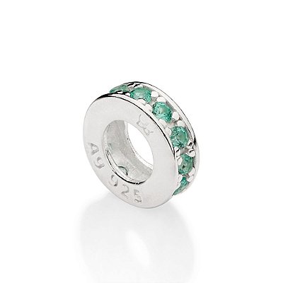 BERLOQUE STOPPER SEPARADOR PRATA 925 COM ZIRCÔNIAS VERDE CLARO. MED 0,8CM ROMMANEL 840143