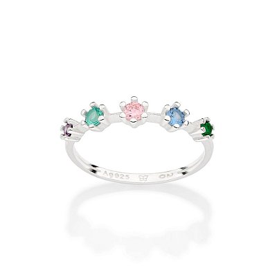 ANEL SKINNY PRATA 925 COM ZIRCÔNIAS COLORIDA ROMMANEL 810306