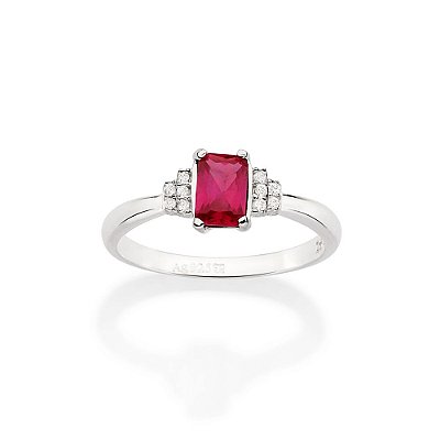 ANEL SOLITÁRIO PRATA 925 COM ZIRCÔNIAS ROSA COM BRANCO ROMMANEL 810315