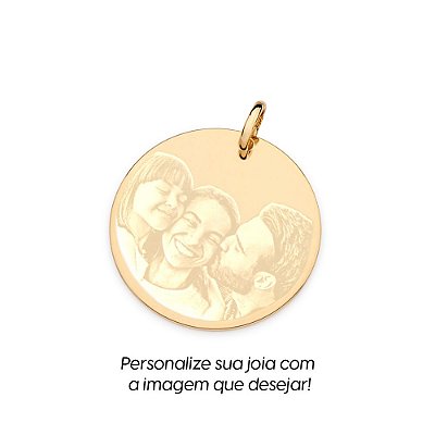 PINGENTE MEDALHA REDONDA FOLHEADO A OURO PERSONALIZÁVEL. MED 3,4CM ROMMANEL 542773