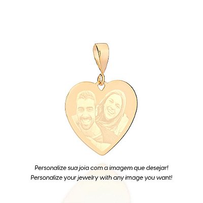 PINGENTE MEDALHA CORAÇÃO FOLHEADO A OURO PERSONALIZÁVEL. MED 3,2CM ROMMANEL 542810