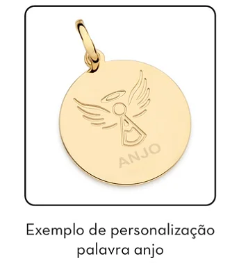MEDALHA FOLHEADO A OURO ANJO PERSONALIZÁVEL. MED 2,8CM ROMMANEL 542816