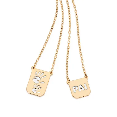 ESCAPULÁRIO MASCULINO PERSONALIZÁVEL FOLHEADO A OURO PAI E FILHO COM APLIQUE DE RHODIUM. MED 68CM ROMMANEL 532529