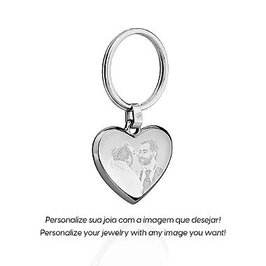 CHAVEIRO CORAÇÃO PERSONALIZÁVEL EM AÇO. MED 6,2CM ROMMANEL 260003