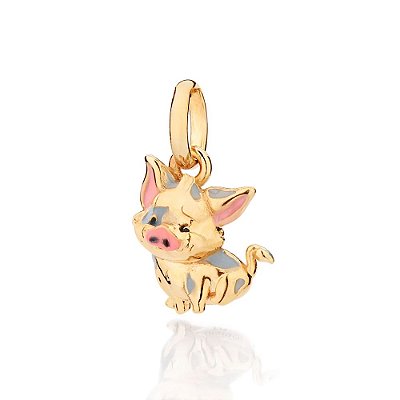 PINGENTE PORCO PUA 3D FOLHEADO A OURO COM APLIQUE DE RESINA. MED 1,8CM ROMMANEL 542894