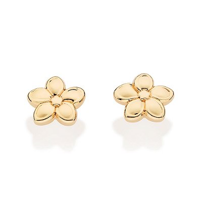 BRINCO FLOR DE PLUMÉRIA FOLHEADO A OURO. MED 0,70CM ROMMANEL 527445