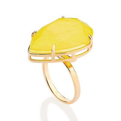 MAXI ANEL FOLHEADO A OURO COM CRISTAL FÚSION AMARELO ROMMANEL 513522