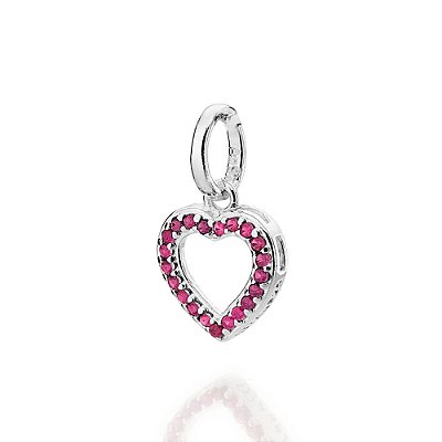 PINGENTE PRATA 925 CORAÇÃO COM ZIRCÔNIAS ROSA ESCURO. MED 1,5CM ROMMANEL 840183