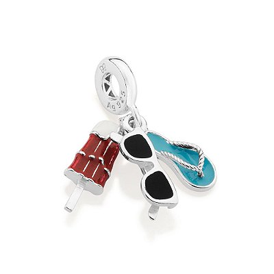 BERLOQUE KIT PRAIA PRATA 925 COM ÓCULOS, CHINELO E PICOLÉ. MED 2,6CM ROMMANEL 840208