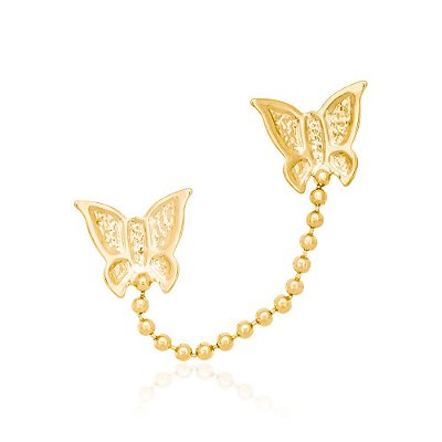 BRINCO (UNITÁRIO) FOLHEADO A OURO FORMADO POR DUAS BORBOLETAS. MED 2,5CM ROMMANEL 522898