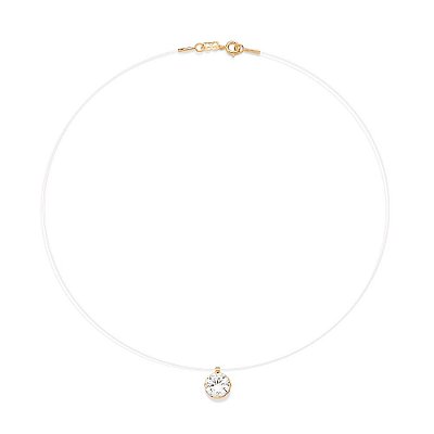GARGANTILHA FIO DE NYLON FOLHEADO A OURO COM ZIRCÔNIA. MED 45CM ROMMANEL 532569