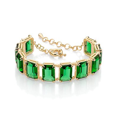 PULSEIRA FOLHEADO A OURO COM CRISTAIS VERDE. MED 20CM ROMMANEL 552184