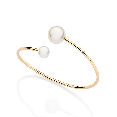 BRACELETE FOLHEADO A OURO COM PÉROLAS. MED 6CM ROMMANEL 552186