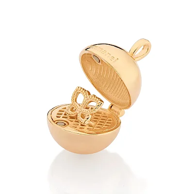 PINGENTE FOLHEADO A OURO CÁPSULA REDONDA COM BORBOLETA. MED 2,20CM ROMMANEL 542917