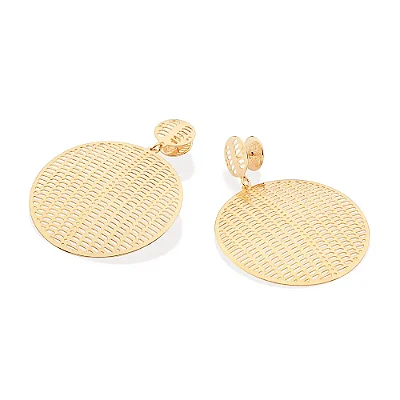 MAXI BRINCO REDONDO FOLHEADO A OURO COM DETALHES VAZADOS. MED 6,3CM ROMMANEL 527405