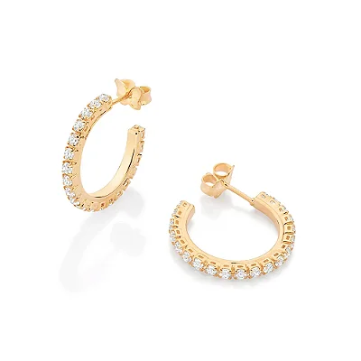 ARGOLA FOLHEADO A OURO COM ZIRCÔNIAS. MED 2,2CM ROMMANEL 527412