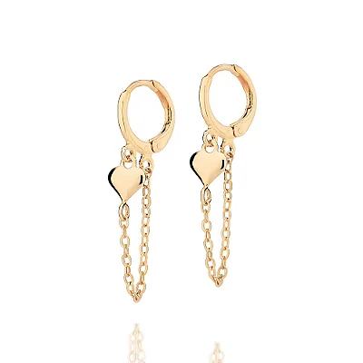 ARGOLA COM CORRENTE FOLHEADO A OURO CORAÇÃO PENDURADO. MED 3,30CM ROMMANEL 527417