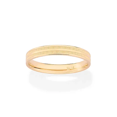 ALIANÇA FOLHEADO A OURO COM FRISOS 3MM ROMMANEL 513534